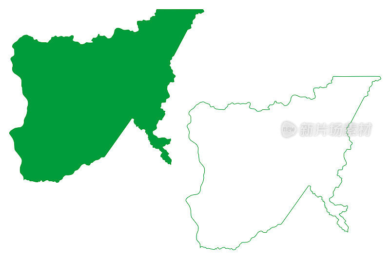 Novo Oriente市政当局(Ceará state，市政当局巴西，巴西联邦共和国)地图矢量插图，涂鸦Novo Oriente地图